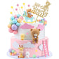 Yinder Bear Cake Toppers Mini Bear Cake Decorations Cake Toppers Gold White Pearl Ball for Birthday Party Decorations(Bright Col