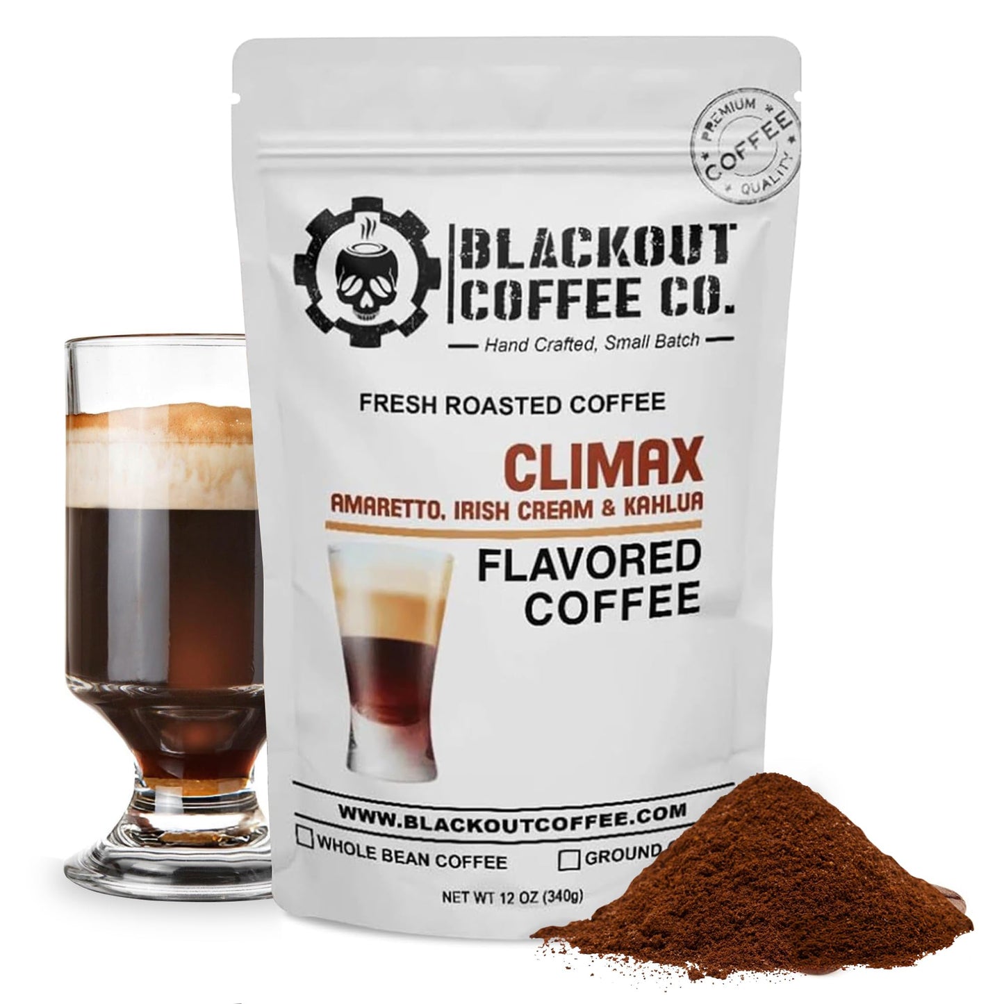 Blackout Coffee Co. Ground Coffee, Medium Roast, Amaretto & Irish Cream Flavors, 12 oz Pouch