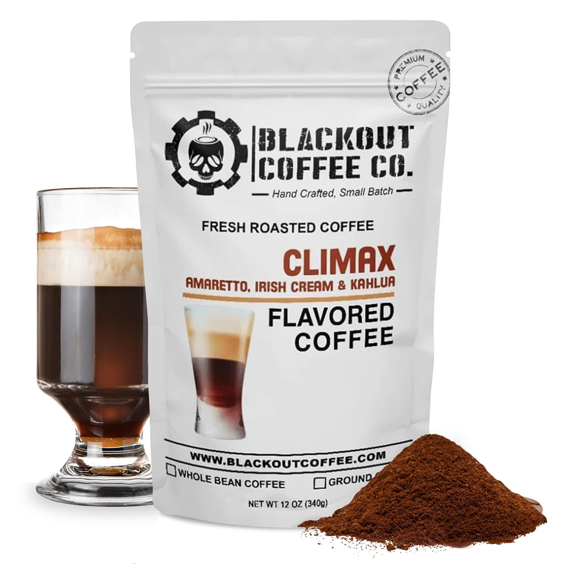 Blackout Coffee Co. Ground Coffee, Medium Roast, Amaretto & Irish Cream Flavors, 12 oz Pouch