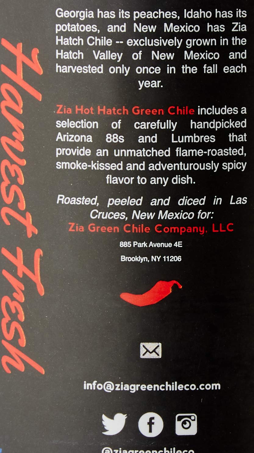 Zia Green Chile Company Original Hatch Green Chile - Flame-Roasted & Diced, Vegan & Gluten-Free, 16oz