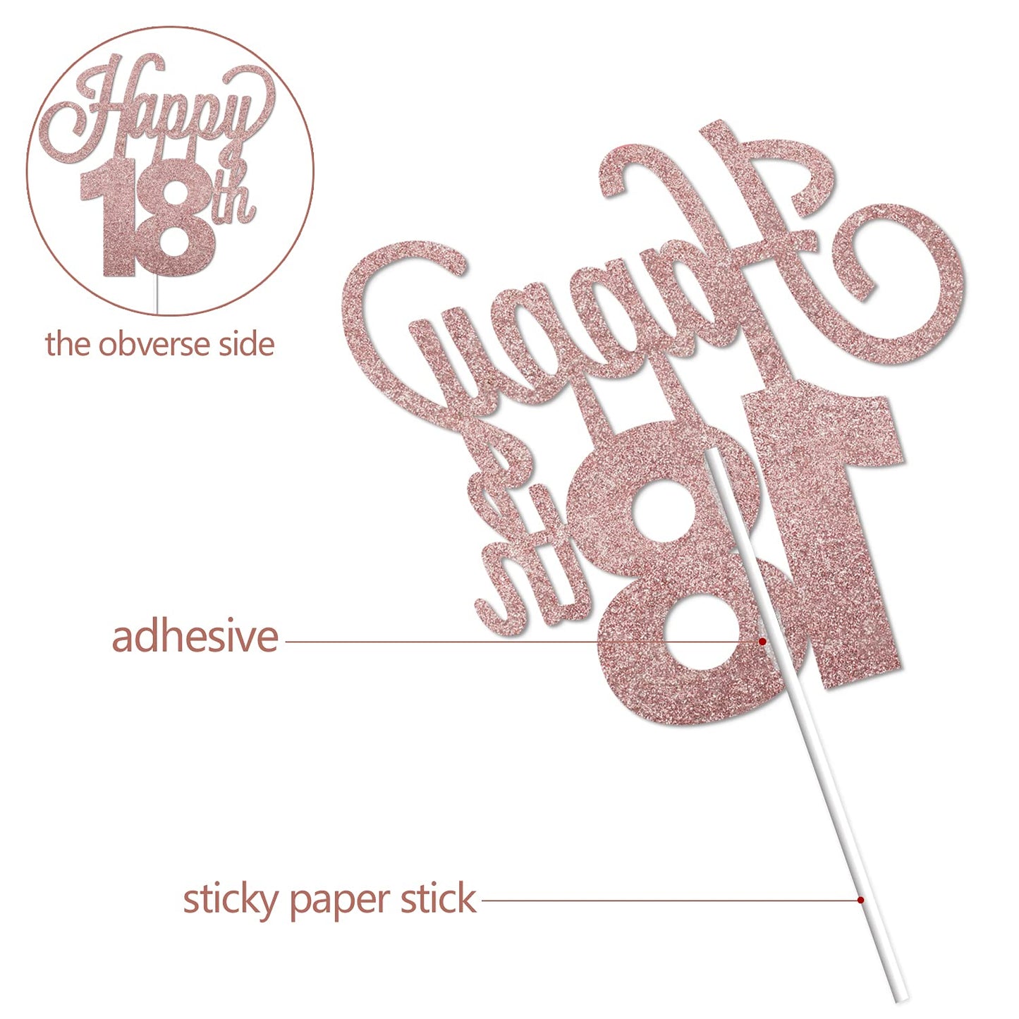 Lingteer Happy 18Th Birthday Cake Topper - Cheers To 18Th Birthday Eighteen Years Old Birthday Party Cake Decorations Sign.