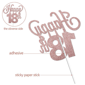 Lingteer Happy 18Th Birthday Cake Topper - Cheers To 18Th Birthday Eighteen Years Old Birthday Party Cake Decorations Sign.