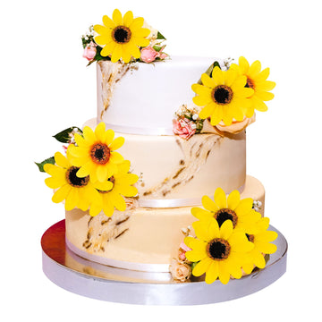 Gyufise 15Pcs Sunflower Rose Flower Cake Decorations Sunflower Cake Toppers For Birthday Summer Sunflower Wedding Party Decorati