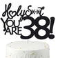 Happy 38th Birthday Cake Topper 38 Birthday Cake Toppers-Black Glitter, Funny 38th Cake Topper for Men,38 Cake Topper For Women,