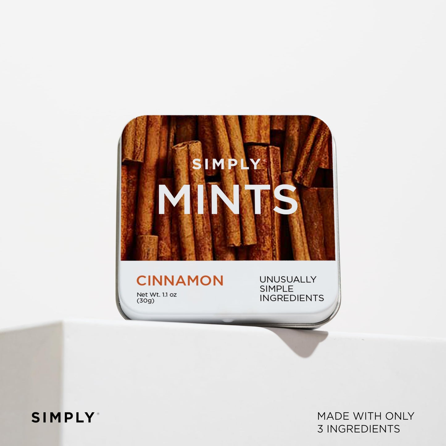 SIMPLY MINTS Natural Cinnamon Breath Mints, 6 Pack (180 Pieces), Made with Real Cinnamon Oil | Aspartame-Free, Sorbitol-Free, Xy