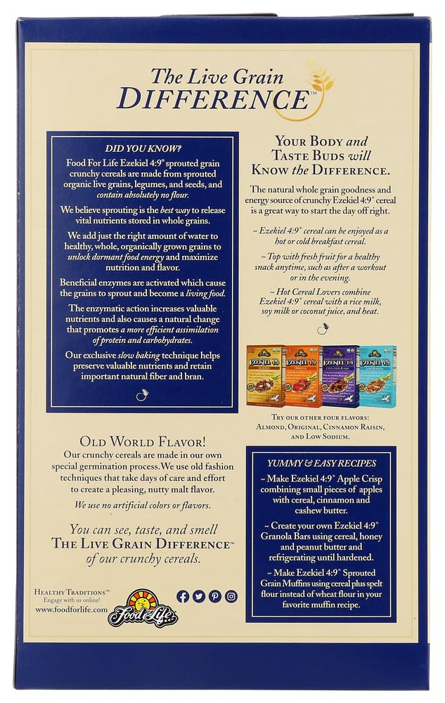 Ezekiel 4:9 Golden Flax Sprouted Grain Crunchy Cereal 16 oz (Pack of 3)
