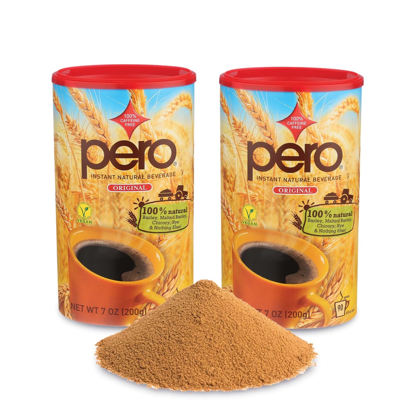 Pero Instant Natural Beverage, 7-Ounce Canisters, Pack of 2