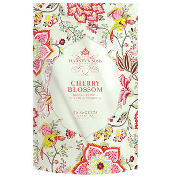 Harney & Sons Blossom Bag Of Sachets Green Tea Wcherry And Vanilla, Cherry, 50 Count