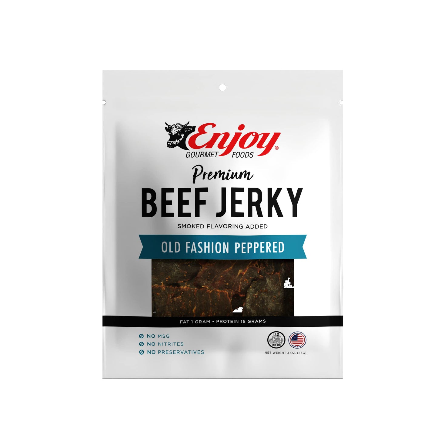 Enjoy Beef Jerky Peppered, All Natural, 3oz (Pack of 6)