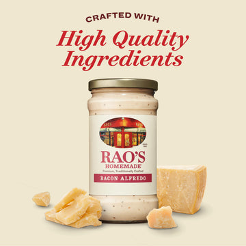 Raos Homemade Bacon Alfredo Sauce  15 oz  Pasta Sauce  enhanced Quality Blend of Parmesan & Romano Cheese  Rich and Creamy  Smoky Bacon