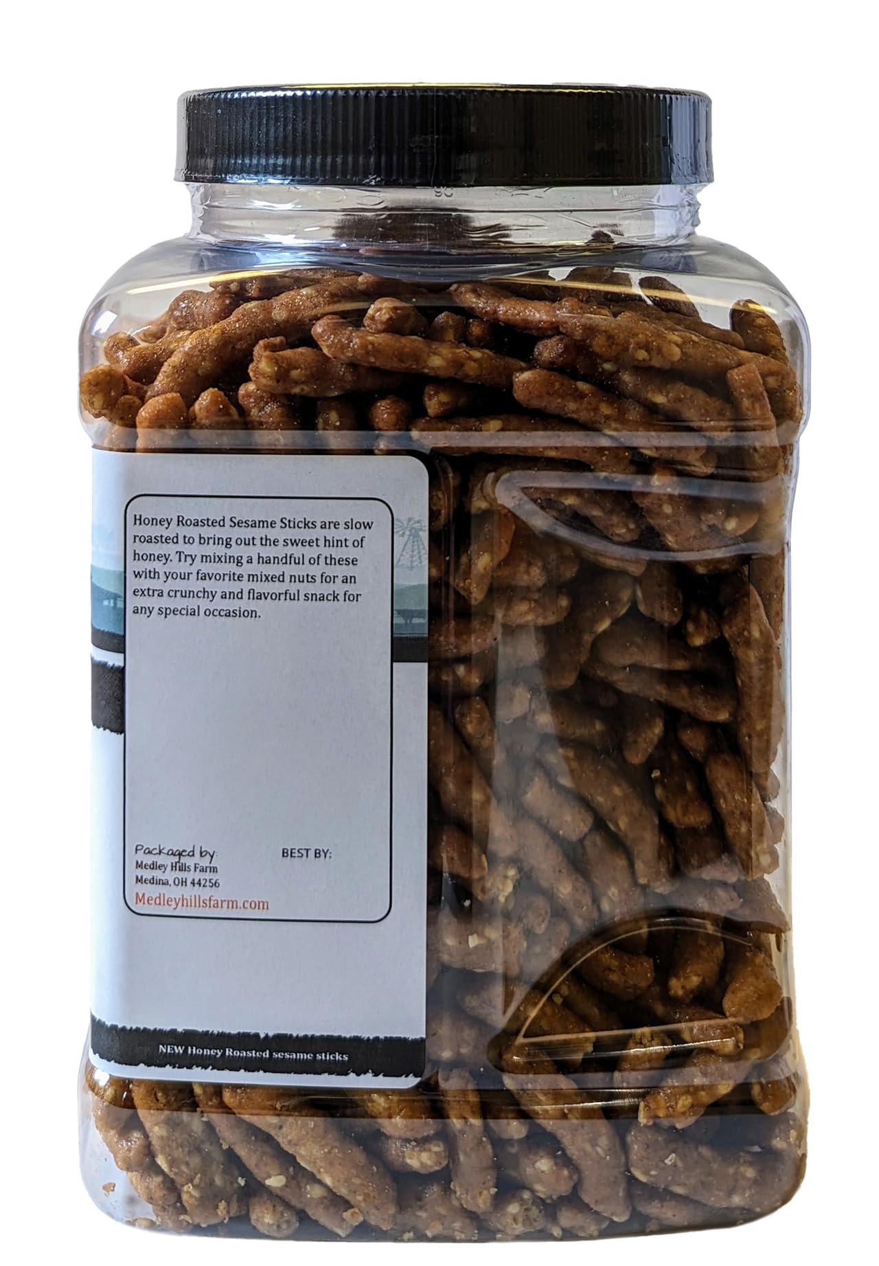 Medley Hills Farm Honey Roasted Sesame Sticks Snacks, 16 oz, Sweet & Salty, Reusable Container