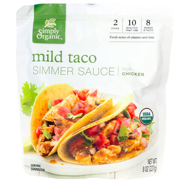 Simply Organic Mild Taco Simmer Sauce, Certified Organic | 8 Oz