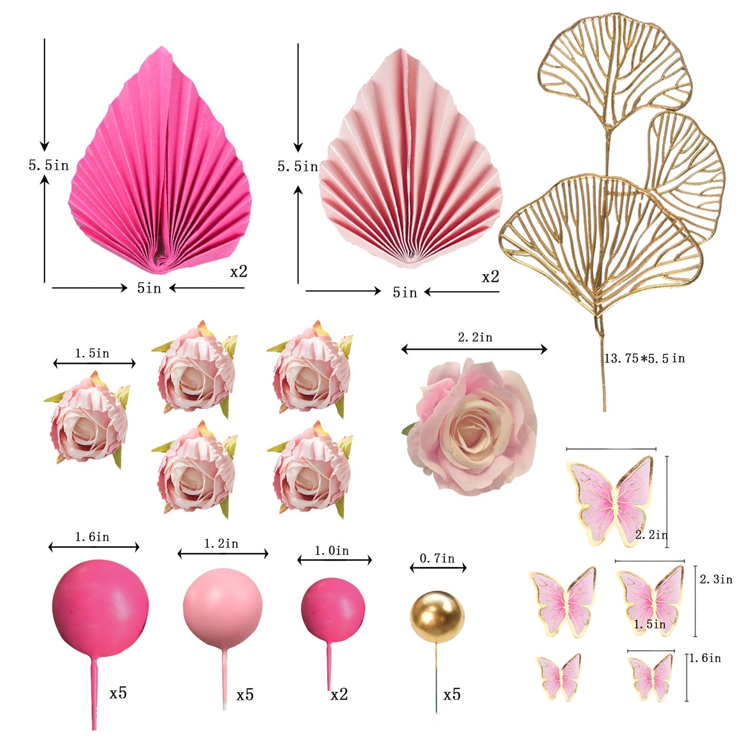 Boho Flower Cake Toppers Balls Cake Decorations With Butterflies For Birthday Party Wedding Baby Shower Boho Themed Party Suppli