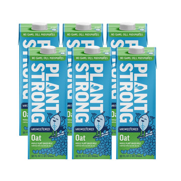 PLANTSTRONG Oat Milk Unsweetened 32oz (6 Pack) - NON-GMO - Plant Based, Vegan - Gluten Free Dairy Free - Shelf Stable - Lactose 