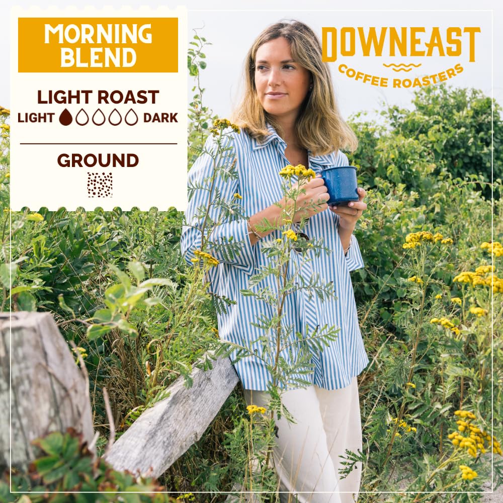 Downeast Coffee Roasters Ground Coffee - Morning Breakfast Blend, Light Roast, 100% Arabica, 12 oz Bag