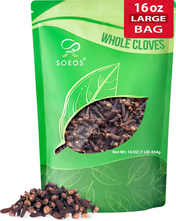 Soeos Whole Cloves 16 Ounce Bulk, Premium Quality Fresh Hand Picked Cloves Whole, Great for Foods and Tea, Clove Pomander Balls 