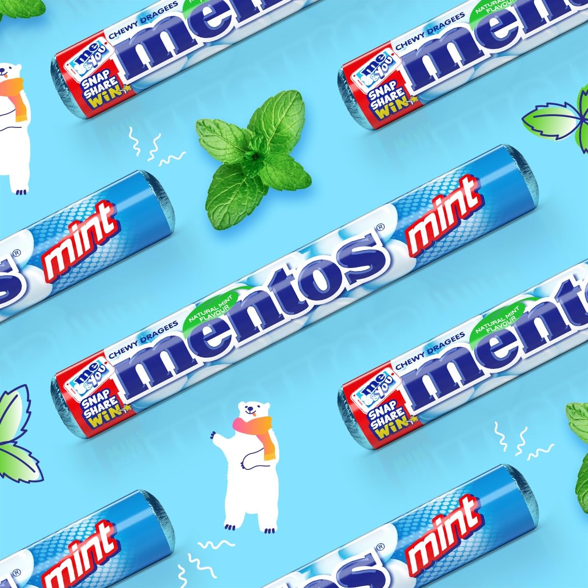 Mentos Mint Chewy Dragees 38 g (Pack of 40)