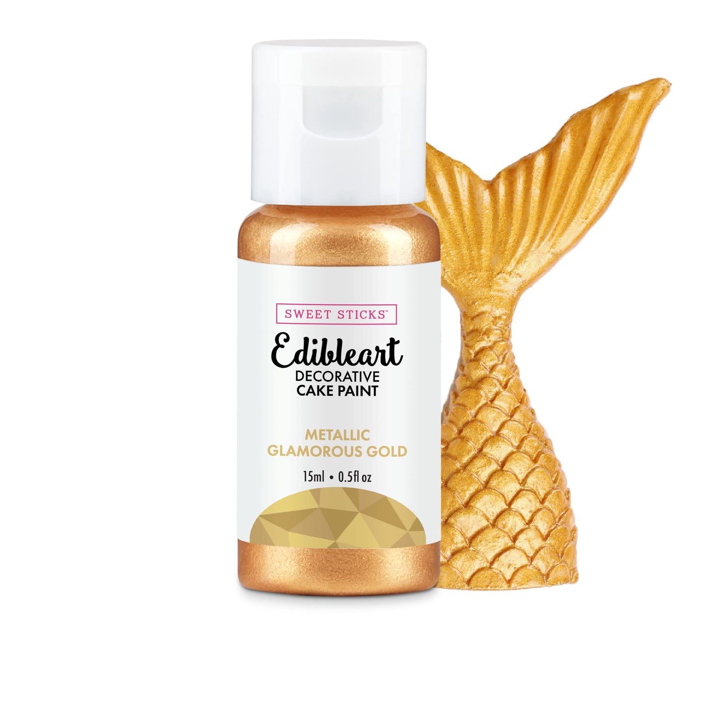 SWEET STICKS Edible Art Cake Paint, 0.5 oz, Metallic Glamorous Gold