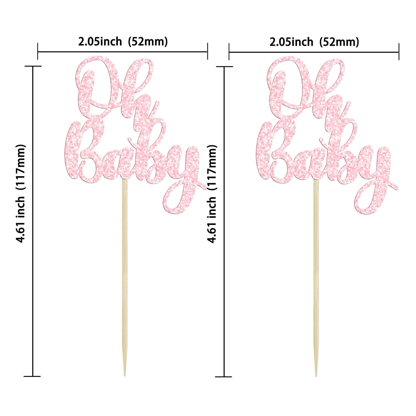 Gyufise 36Pcs Oh Baby Cupcake Toppers Glitter Baby Shower Cupcake Picks For Gender Reveal Baby Shower Kids Boys Girls Birthday P