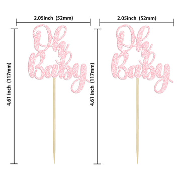 Gyufise 36Pcs Oh Baby Cupcake Toppers Glitter Baby Shower Cupcake Picks For Gender Reveal Baby Shower Kids Boys Girls Birthday P