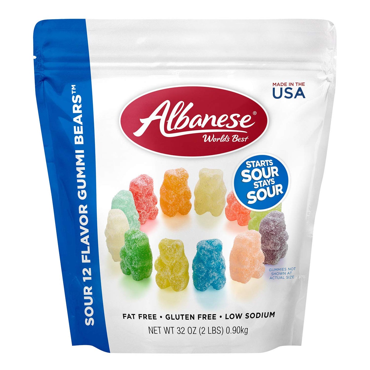 Albanese World'S Best Sour 12 Flavor Gummi Bears, 32Oz Bag Of Candy