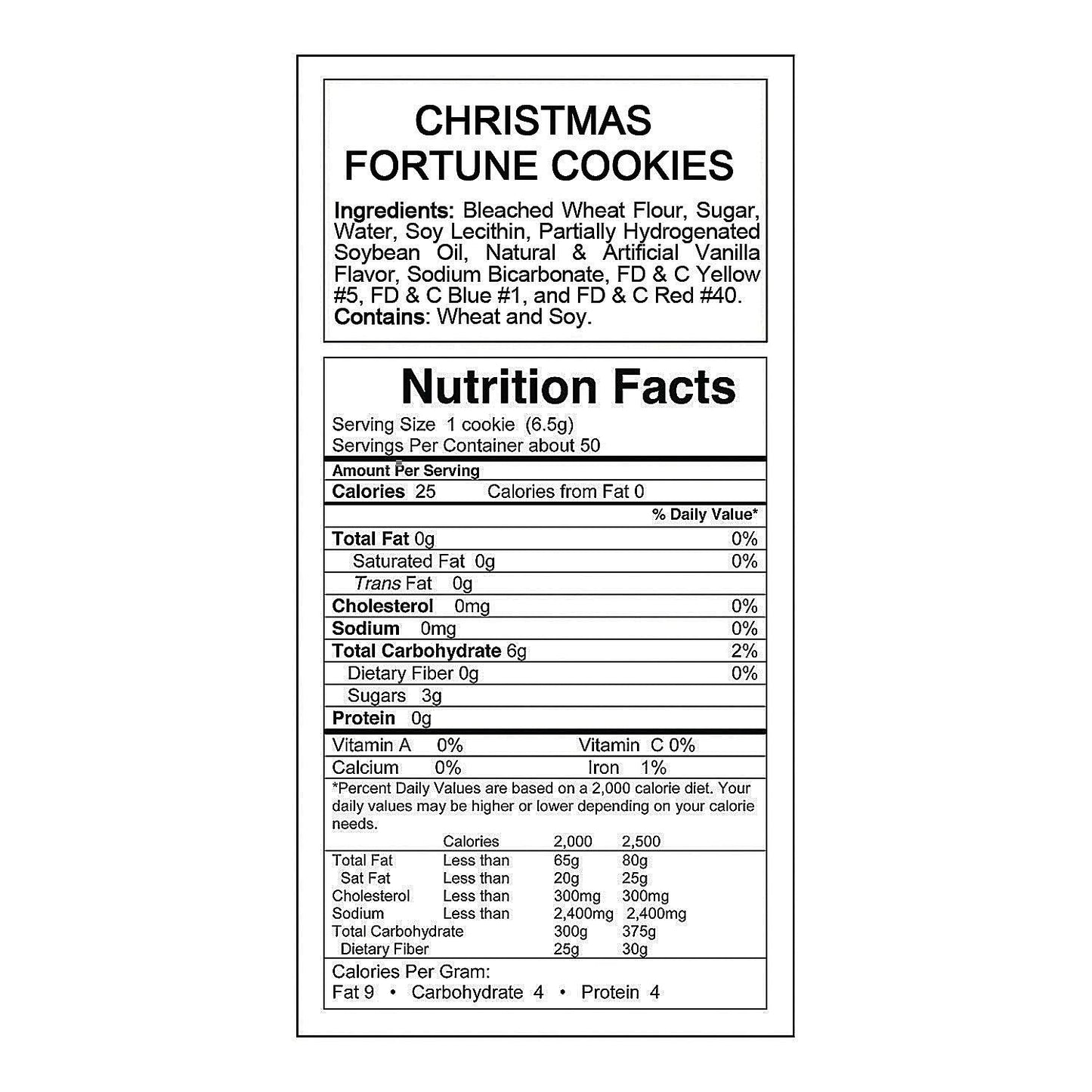 12 Ounces Christmas Red & Green Wrapped Fortune Cookies - 50 Pieces - Great For Holiday Parties, Christmas Parades And Stocking