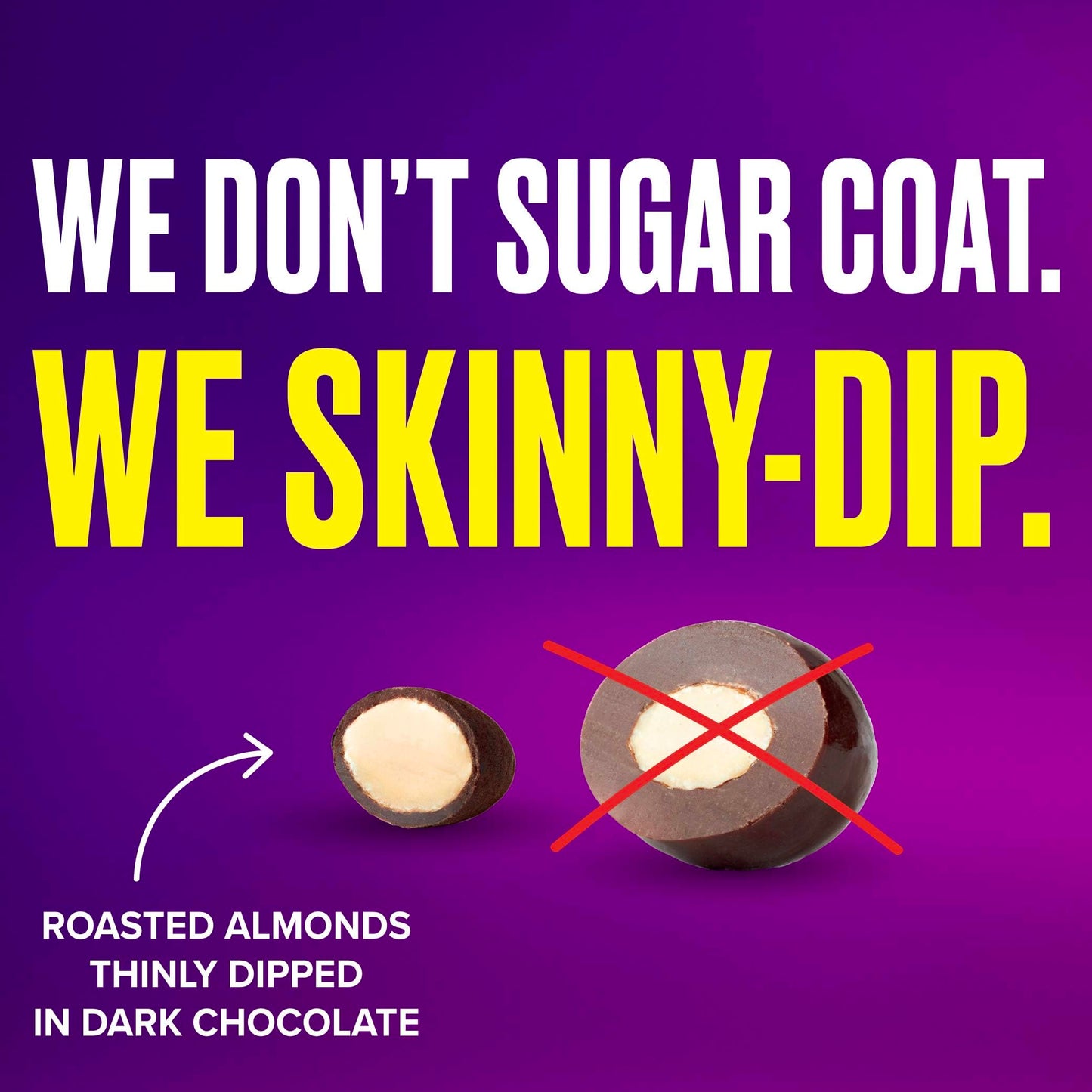 SkinnyDipped Super Dark Chocolate + Sea Salt Almonds, Vegan, Healthy Snack, Plant Protein, Gluten Free, 3.5 oz Resealable Bags,