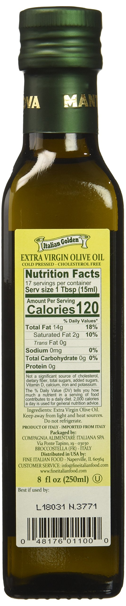 Mantova Extra Virgin Olive Oil - 8.5 Fl Oz - Ideal for Salads and Dressings