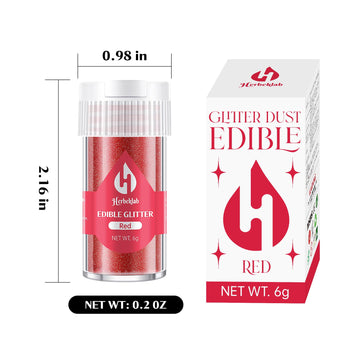 Red Edible Glitter For Cocktails - 6G Red Luster Dust Edible Drink Glitter Food Grade Metallic Shimmer Powder Sprinkles For Beve