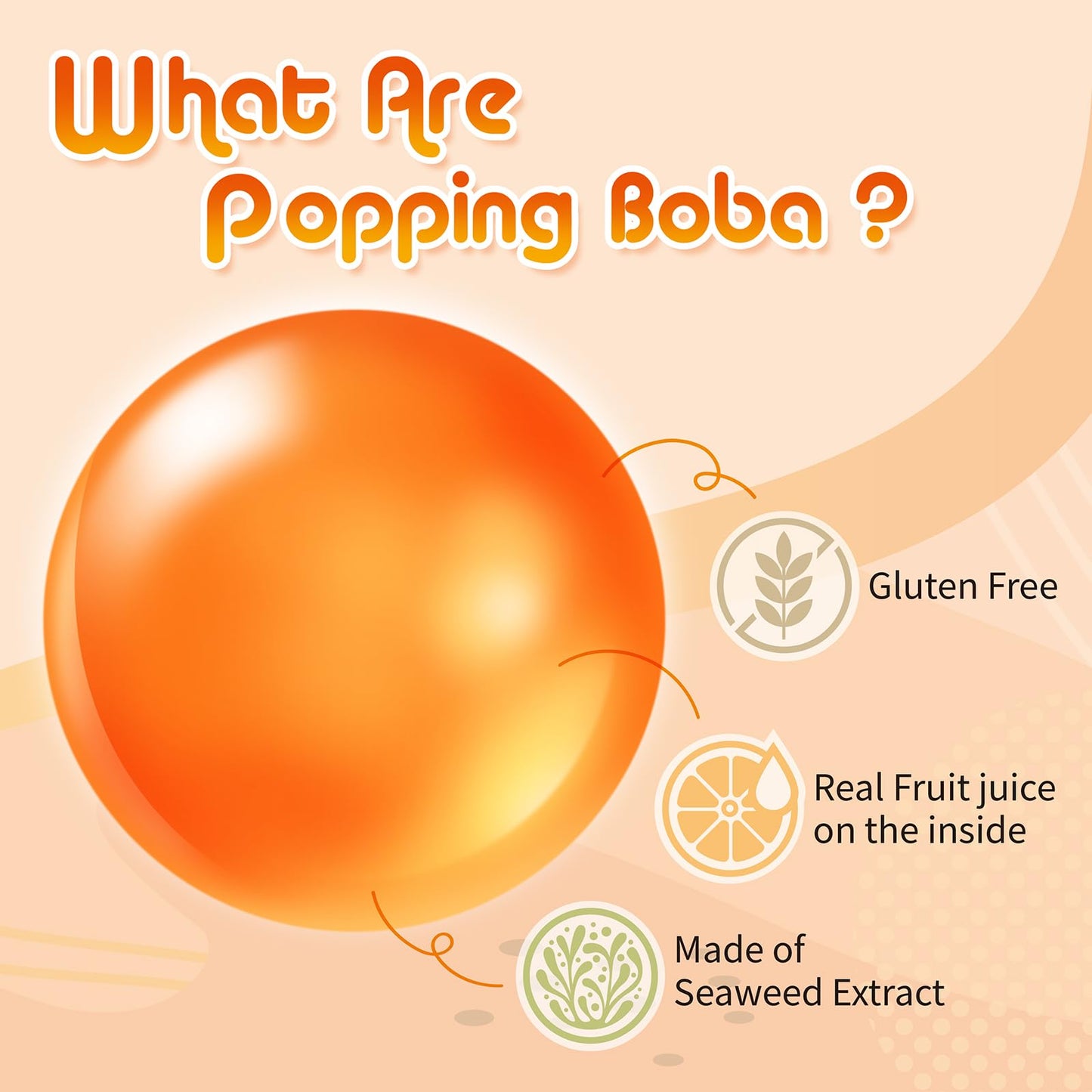 J Way Bursting Popping Mango Boba Pearls, Mango Syrup, Non-Dairy, Fat-Free Popping Tapioca Boba For Beverages, Sweets, Ice Cream
