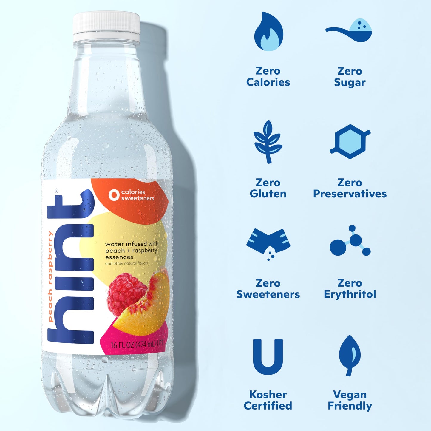 Hint Fruit-Infused Bottled Water, Peach Raspberry - Sugar Free Flavored Water With Zero Calories, Naturally Flavored, And No Art