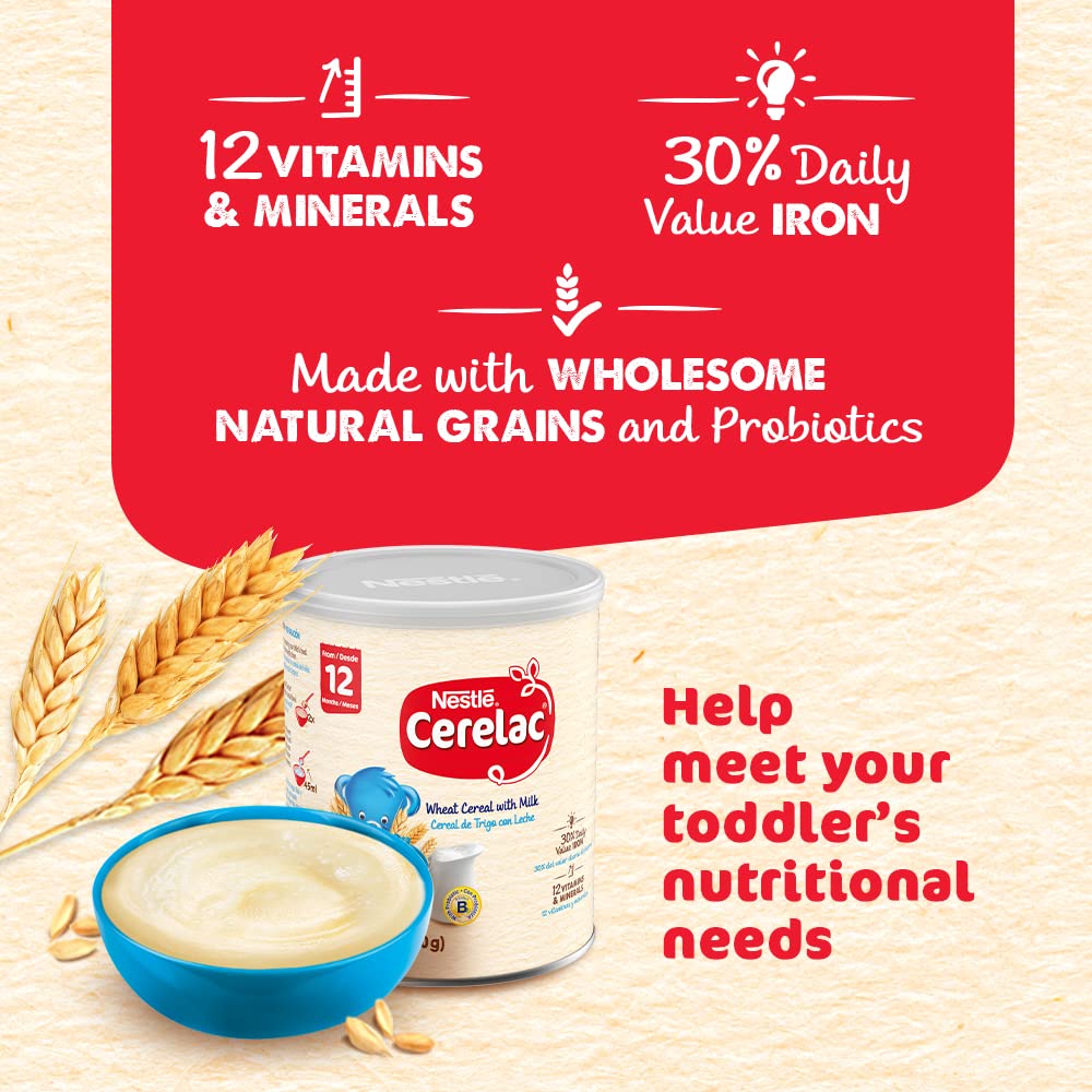 Nestle Cerelac, Wheat Cereal With Milk, 14.1 Oz (Pack Of 12)