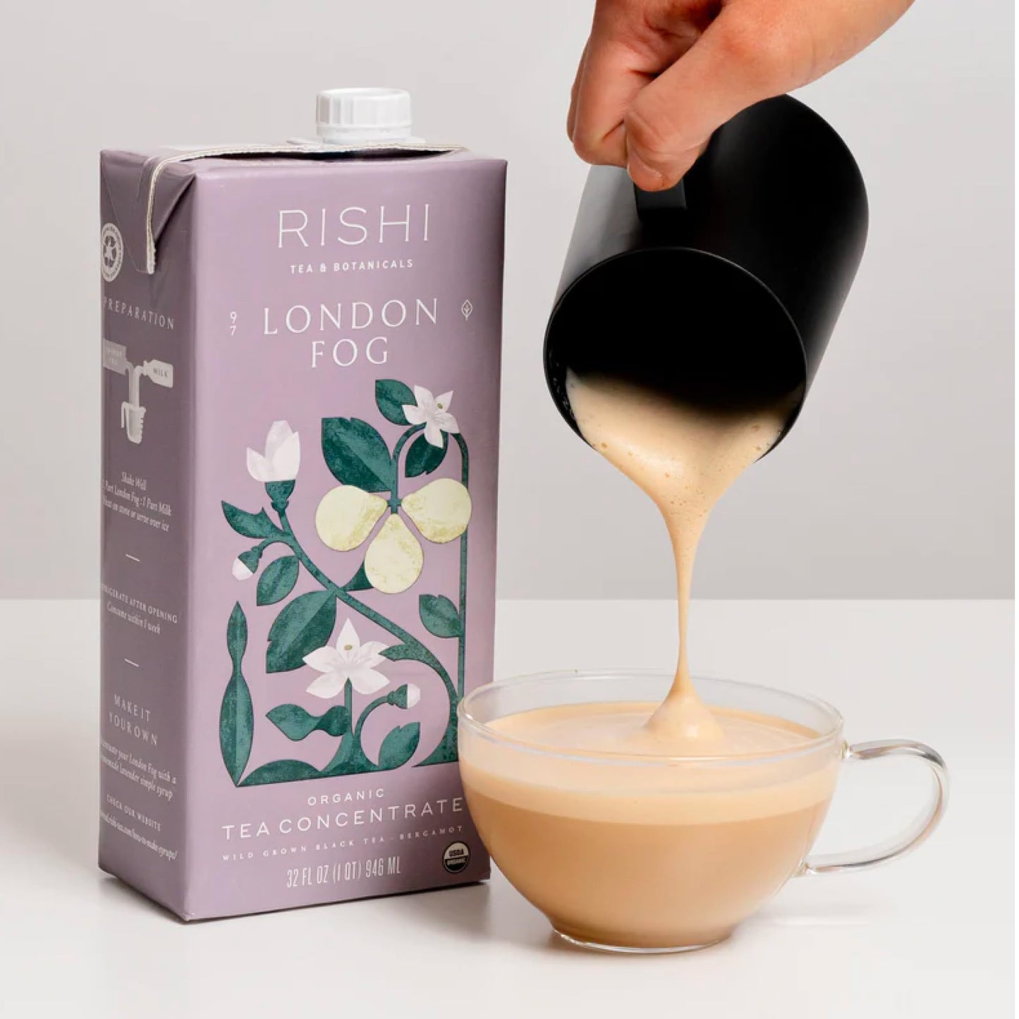 Rishi Tea Latte Concentrate Variety Pack - Organic Chai & London Fog - 32 fl oz (Pack of 3) - Caffeine-Free, Hot or Iced