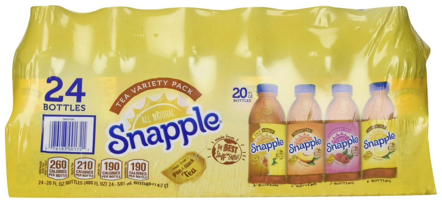 Snapple Iced Tea Variety Pack, 20 Fl Oz (Pack Of 24)