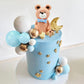 Bear Cake Toppers Mini Bear Figurine Cake Decorations With Gold Blue White Pearl Ball For Baby Shower Birthday Party Teddy Bear