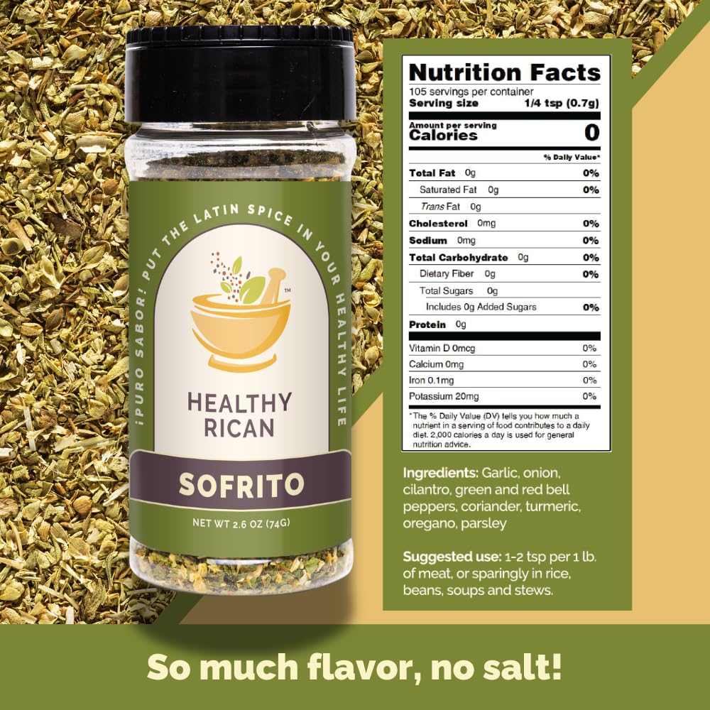 Healthy Rican Savory Chicken Mix Sazon and Sofrito Herb Seasoning for Meat Beef Vegetables Stews BBQ Non GMO No MSG Artificial F
