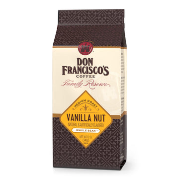 Don Francisco's Premium Vanilla Nut Flavored Whole Bean Coffee - 100% Arabica Specialty Beans, Family-Crafted Since 1870, Perfec