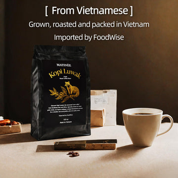 Matin  E Wild Kopi Luwak Coffee Beans, Medium Roast, Whole Bean Beans, Civet Coffee - Sustainably Sourced From Vietnam, 8.8Oz /