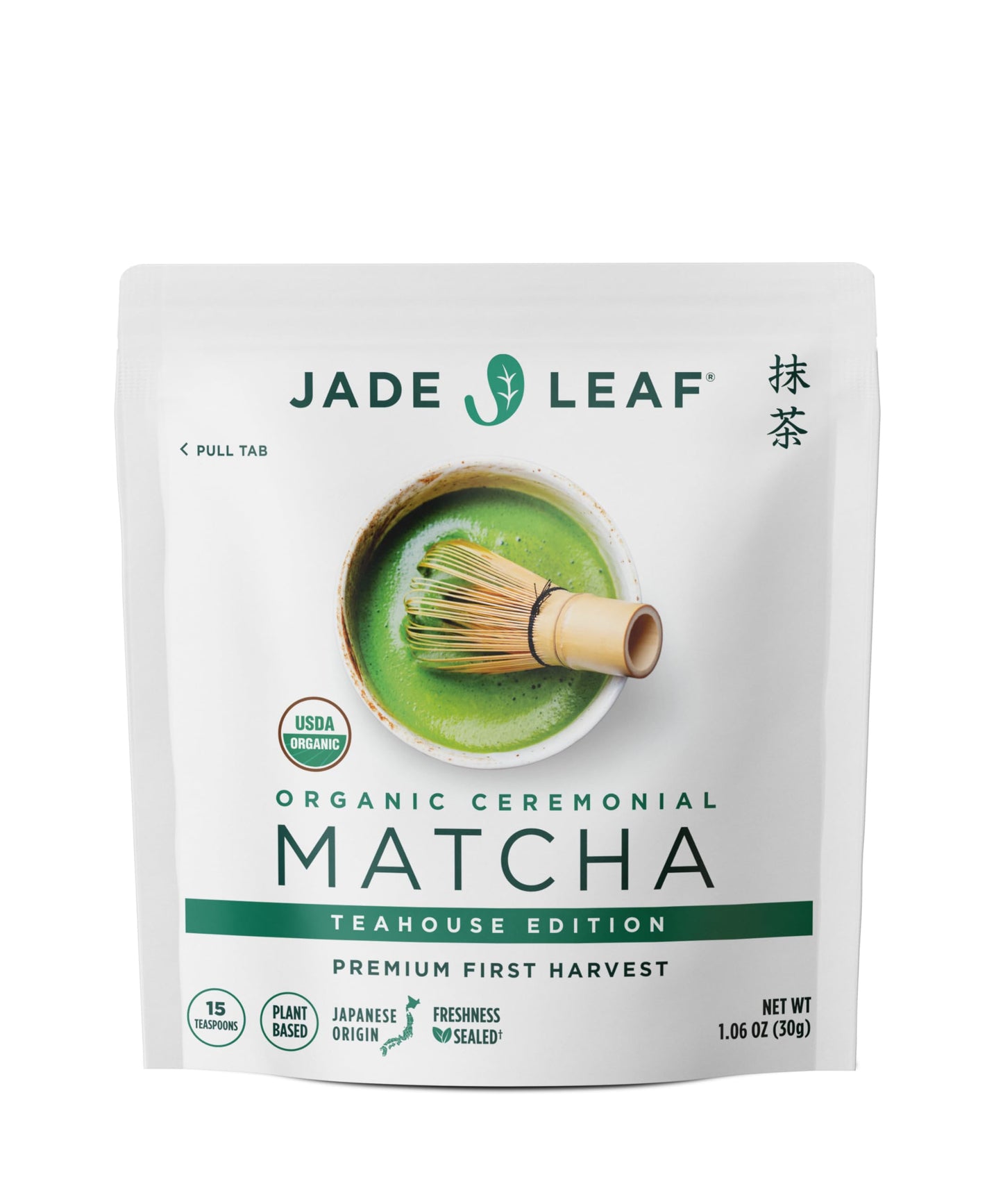 Jade Leaf Matcha Organic Ceremonial Green Tea Powder - Teahouse Edition - 1.06 Ounce Pouch - Authentic Japanese Origin