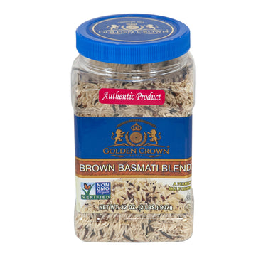 Golden Crown Brown Basmati Blend, Premium Quality Non-GMO Project Verified, Gluten-Free, Kosher-CRC & Vegetarian Rice, Wild & Re