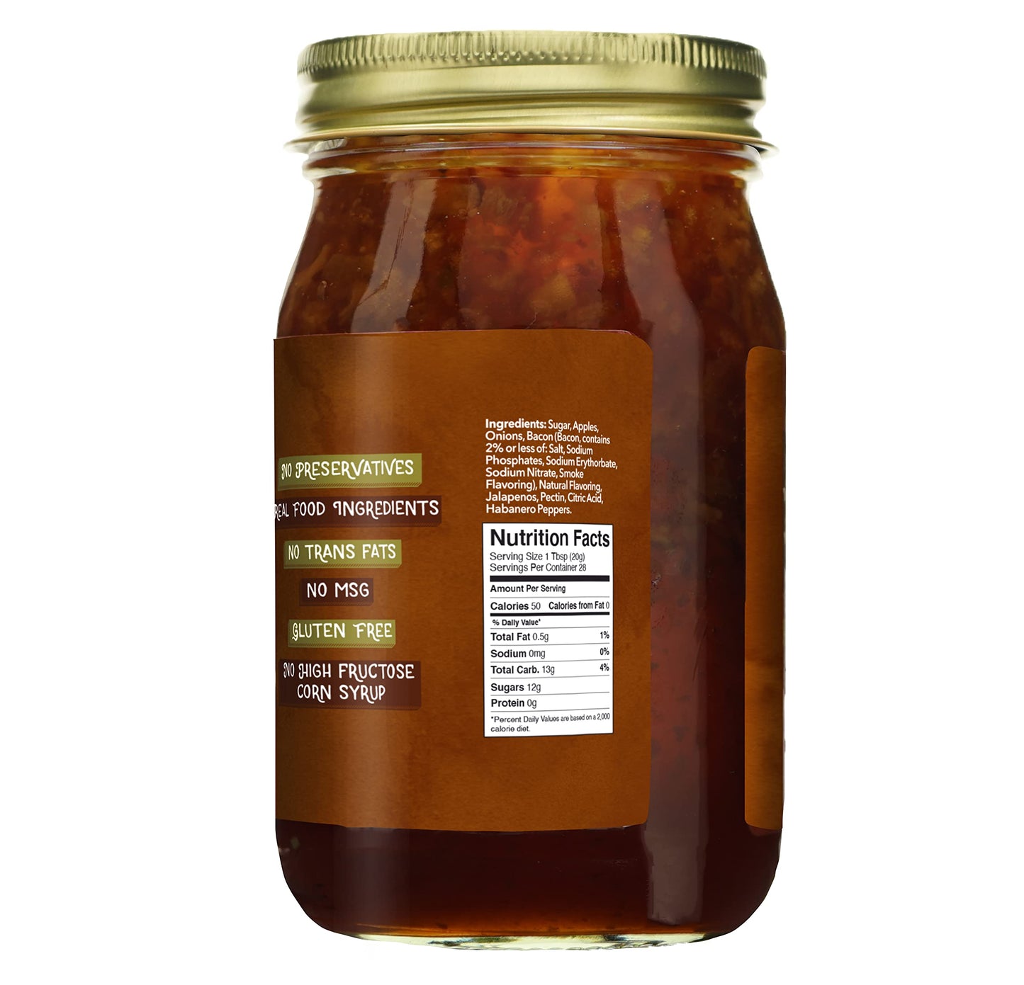 Green Jay Gourmet Jalapeno Bacon Jam - Sweet & Savory Spread - 20oz Jar - Gluten-Free, Zero Trans Fat