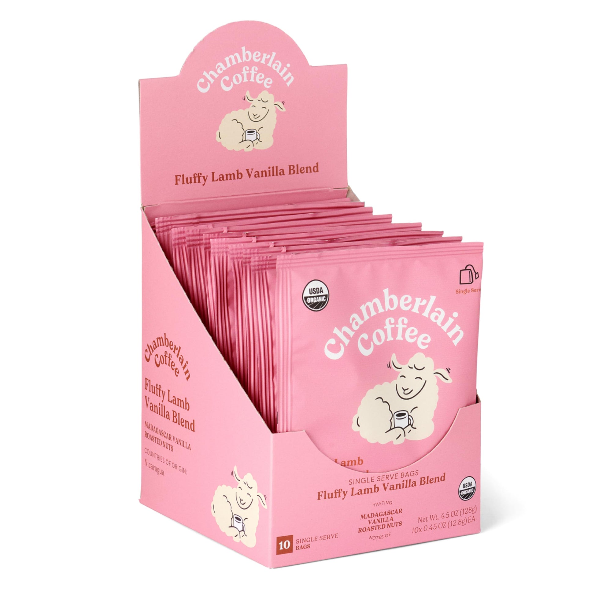 Chamberlain Coffee Fluffy Lamb Vanilla Cold Brew Singles - Cold Brew Coffee Bags With Notes Of Vanilla & Roasted Nuts - 10 Single Serve Cold Brew Sachets