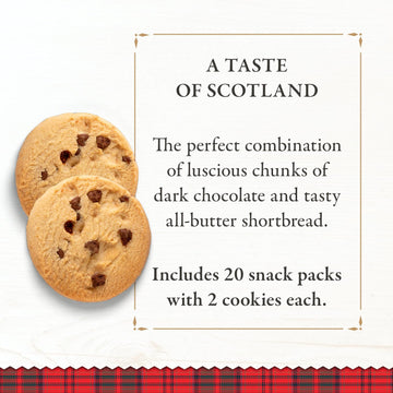Walker'S Shortbread Chocolate Chip Cookies, Pure Butter Shortbread Cookies, 1.4 Oz Snack Packs (Pack Of 20)