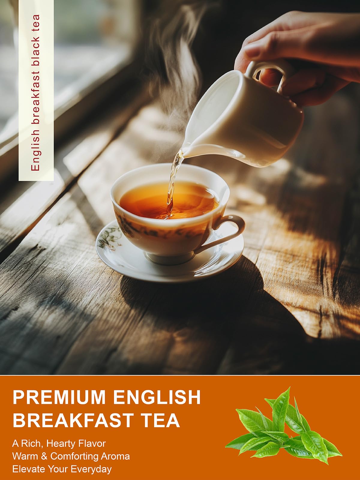 Teelux English Breakfast Black Tea, Smooth & Full-Bodied Taste, Floral & Fruity Aroma, Caffeinated, Hot & Iced Tea, 100 Count