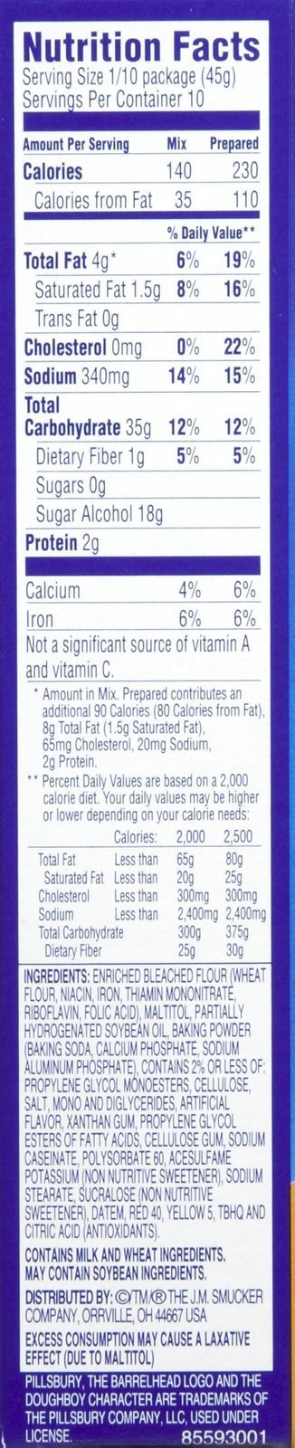 Pillsbury Moist Supreme Sugar Free Classic Yellow Cake & Cupcake Baking Mix, 16 Oz