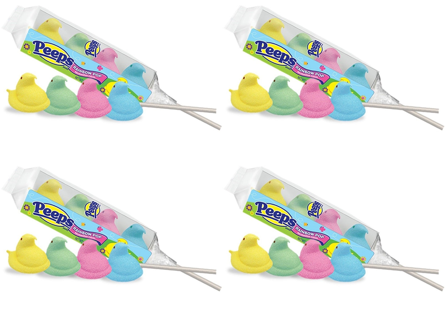 Peeps Marshmallow Rainbow Pop, Peeps on a Stick 4 Ct (Pack of 4)