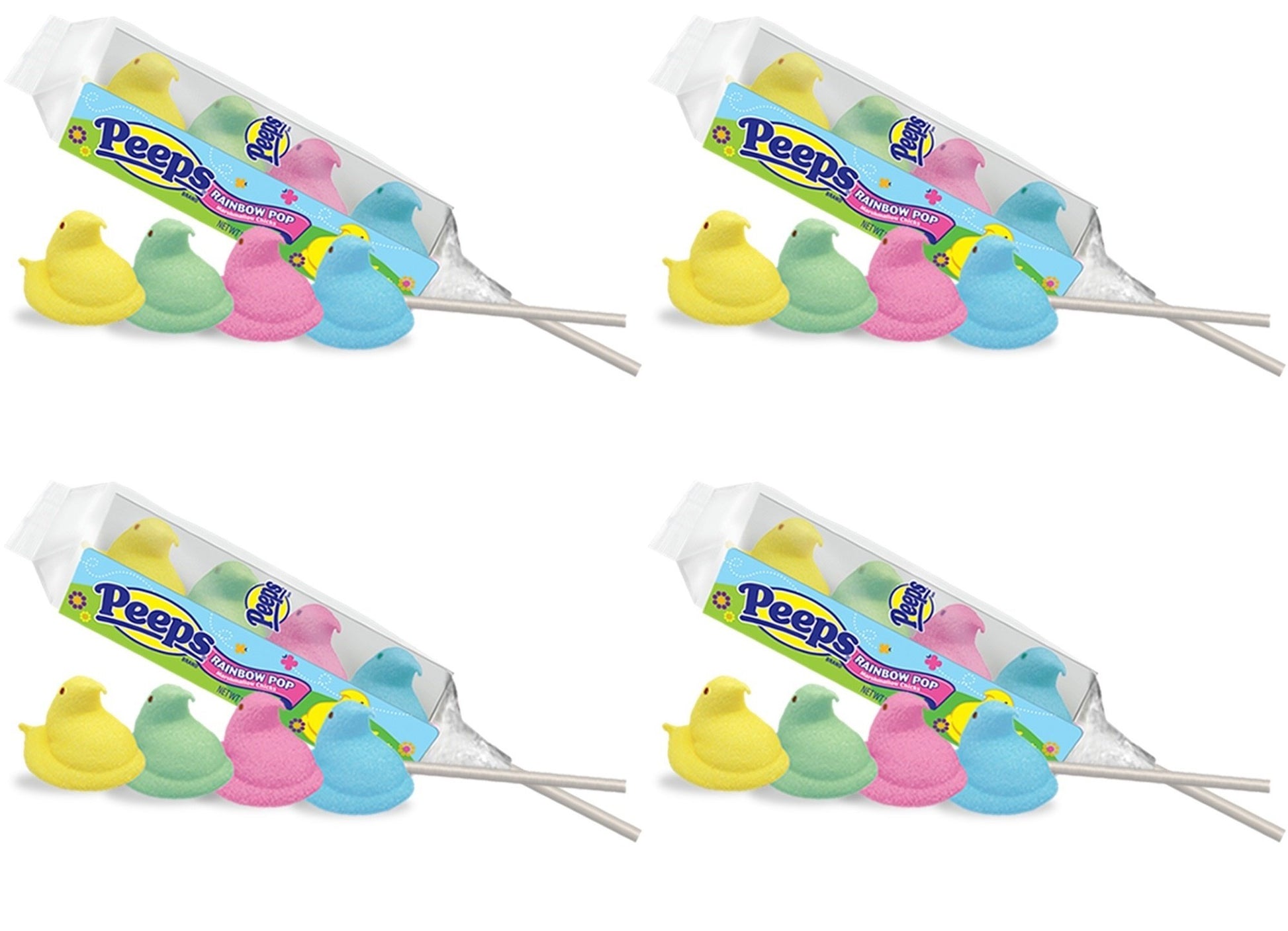 Peeps Marshmallow Rainbow Pop, Peeps on a Stick 4 Ct (Pack of 4)