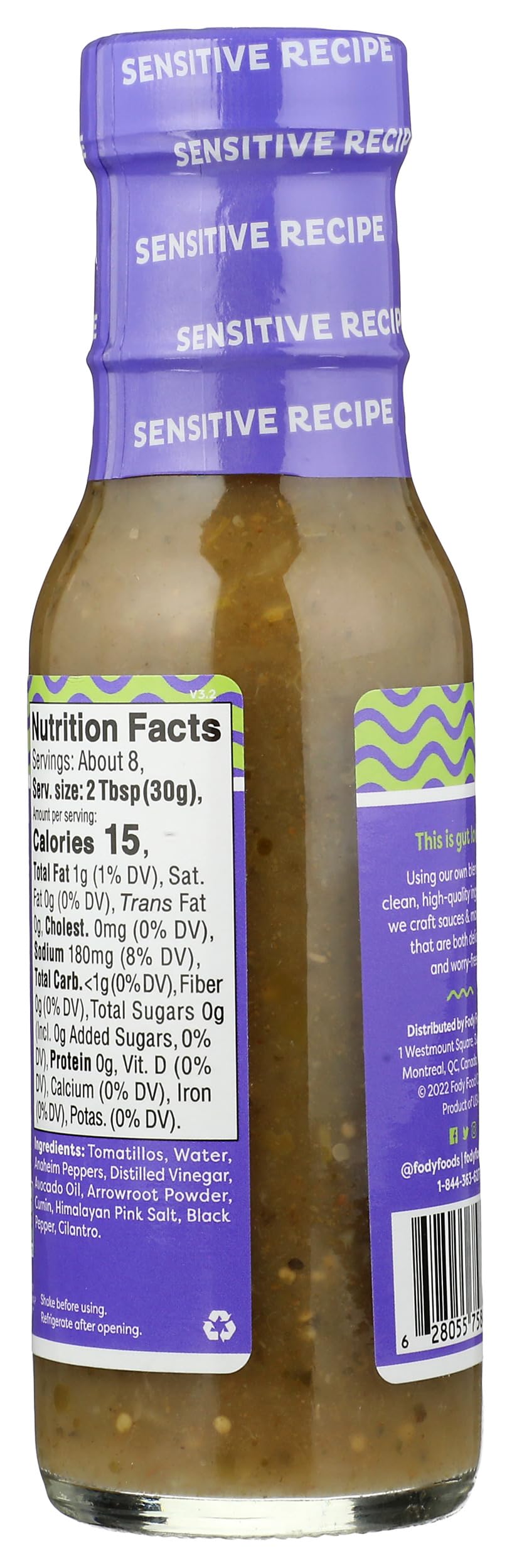 Fody, Enchilada Sauce Verde Saucy Non-GMO Gluten Free Vegan, 8.5 Ounce