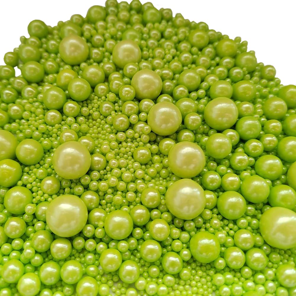 Edible Green Sugar Pearls Candy Sprinkles 120G/ 4.23Ounce Baking Cake Sprinkles Cupcake and Cake Topper Cookie Decorations Weddi