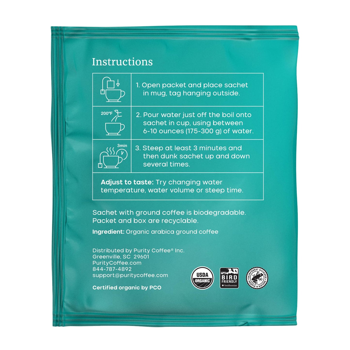 Purity Coffee FLOW Medium Roast Organic Coffee - USDA Certified Organic Specialty Grade Arabica Single-Serve Packets - Third Par